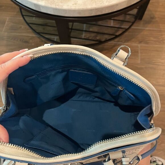 Coach ivory and blue shoulder purse leather - Picture 8 of 14